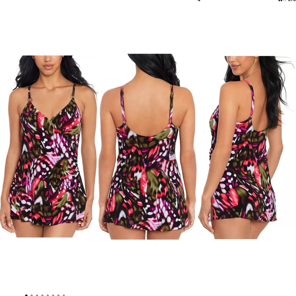 Magicsuit Womens Flutter Willow V-Neck Swimdress Size 14 One Piece Swimsuit NWOT